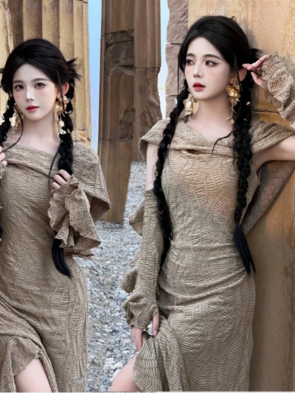 Ethnic Clothing & Online Fashion Store Khaadi Pk - Desert Themed Long Dress Women's Fashion